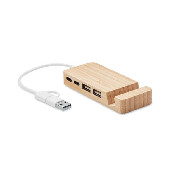 HUBSTAND, Hub USB 4 ports en bambou front