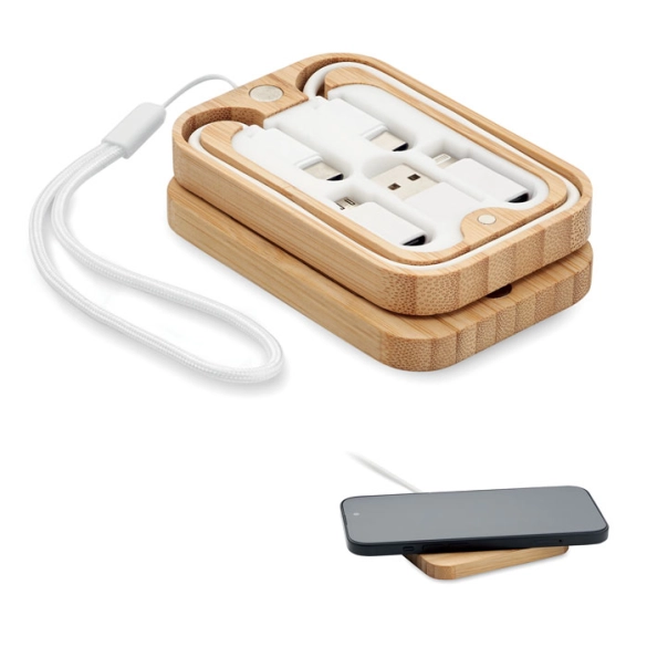CHARGOO, Chargeur sans fil 15W bambou front