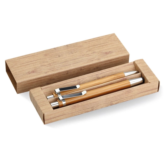 BAMBOOSET, Coffret stylo et crayon en bam front