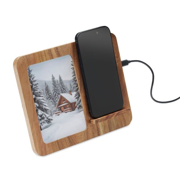 FINWOOD, Cadre acacia et chargeur 15W
