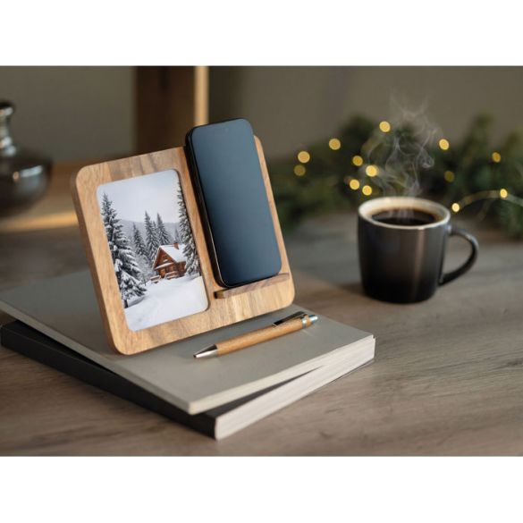 FINWOOD, Cadre acacia et chargeur 15W
