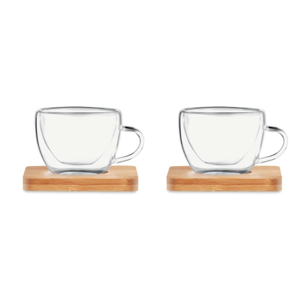 Set 2 tasses expresso avec soucoupe bambou 60ml "Isla"