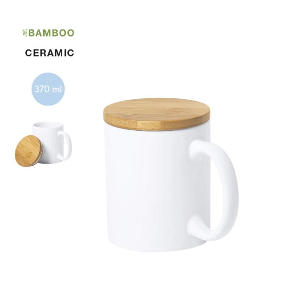 Mug céramique mate couvercle bambou 370ml "Faro"