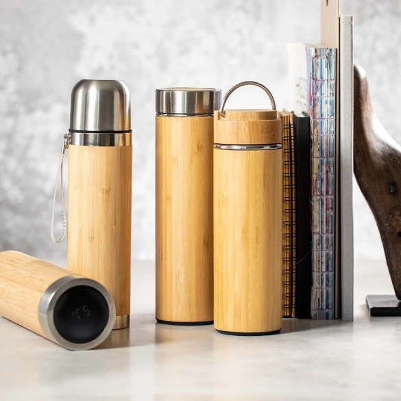 Bouteille thermos finition bambou 420ml "Cambrai"