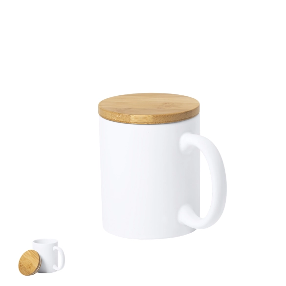 Mug céramique mate couvercle bambou 370ml "Faro"