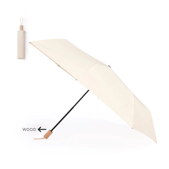 Parapluie pliable naturel avec manche bois Ø106cm "Nonar"