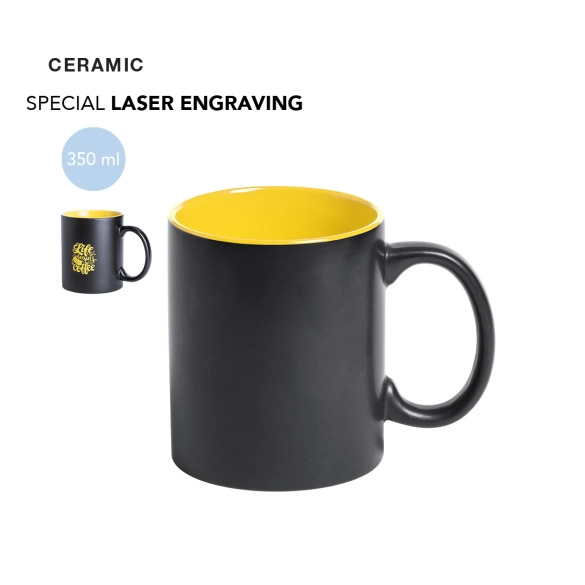 Tasse céramique noire et intérieur coloré 350ml "Elite"