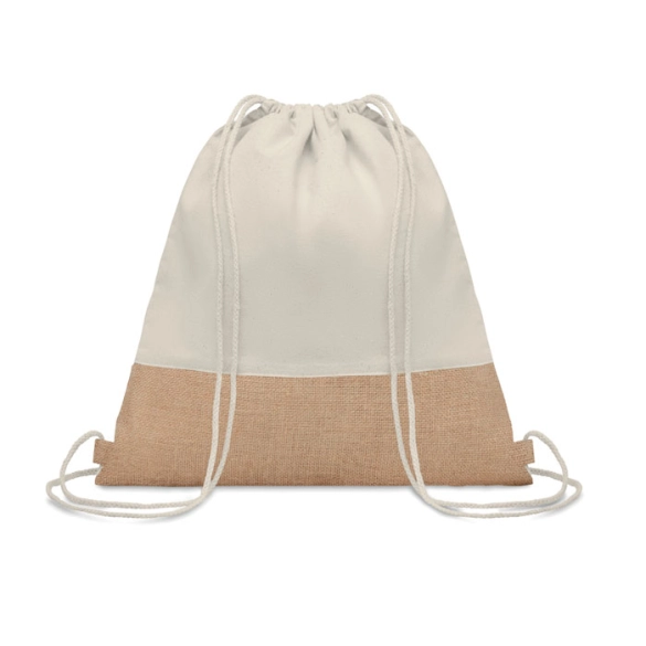 Sac à cordon en coton et toile de jute "Nora"