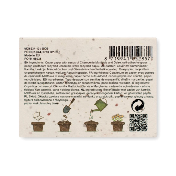 GROW ME, Bloc notes couverture à planter