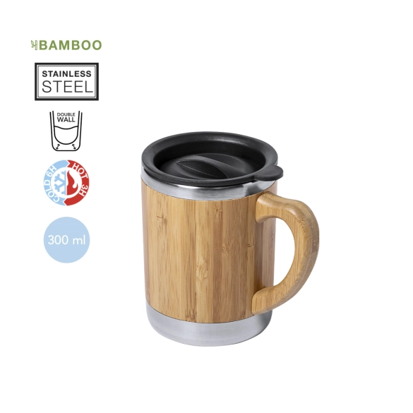 Tasse isotherme avec finition bambou 300ml "Tika"