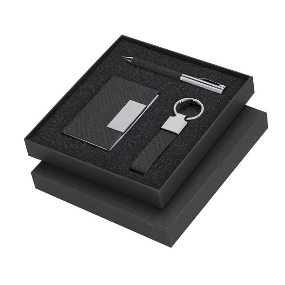 Coffret stylo, porte-clés, porte-cartes "Ubah"