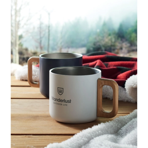 Mug double paroi avec poignée bois 350ml "Isolde"