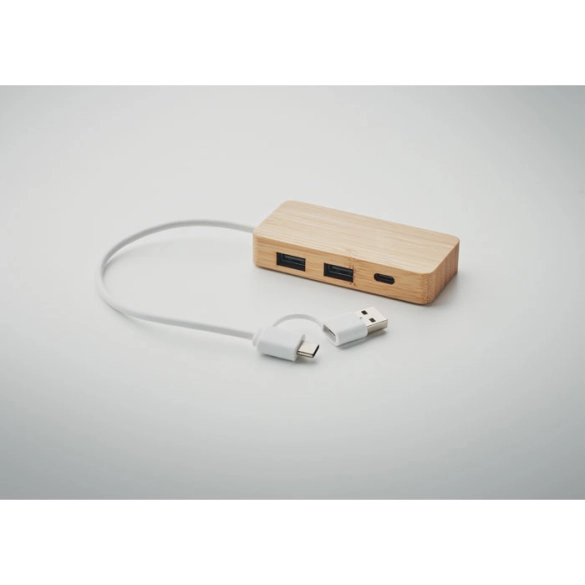 HUBBAM, Hub USB 3 ports en bambou