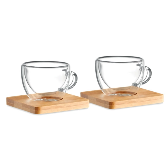 Set 2 tasses expresso avec soucoupe bambou 60ml "Isla"