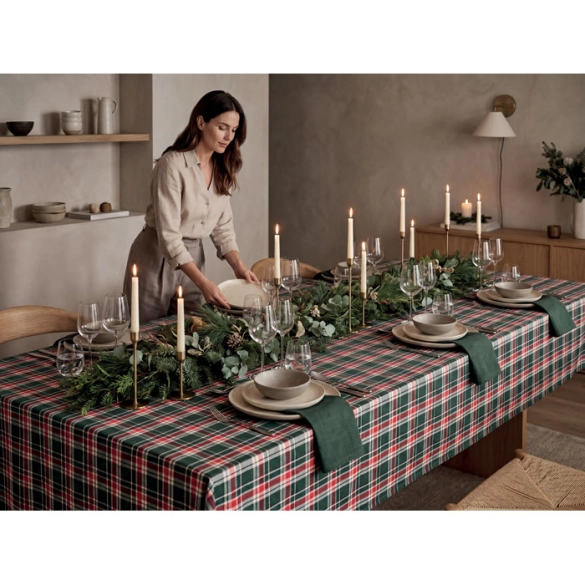 SANTABLE, Nappe à carreaux en coton.